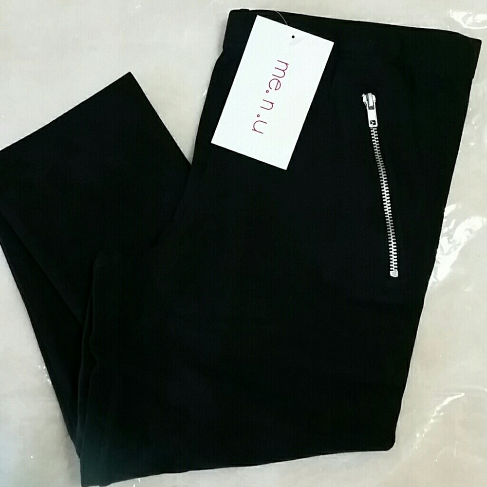 M.E.N.U black side zip leggings size 14 NWT
